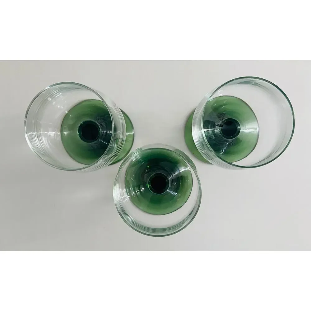 Vintage German Roemer MCM Green Beehive Stem Cordial Glasses, Set of 3